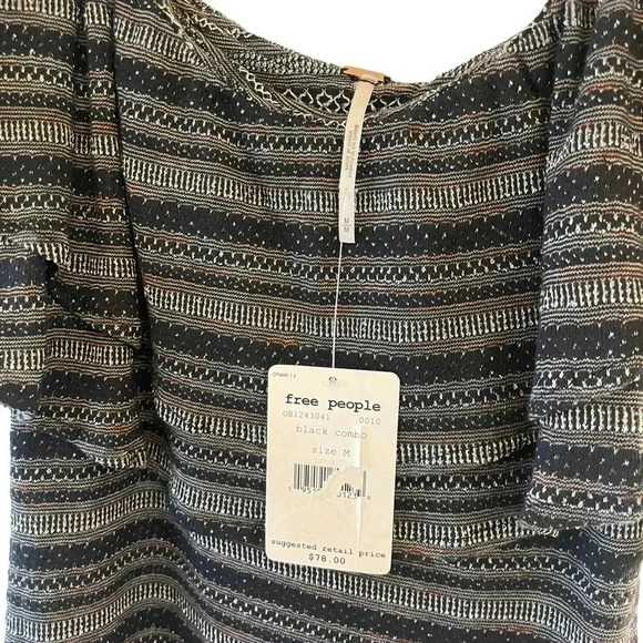 Free People Heirloom Striped Ruffle Top Off the Shoulder - Picture 7 of 9